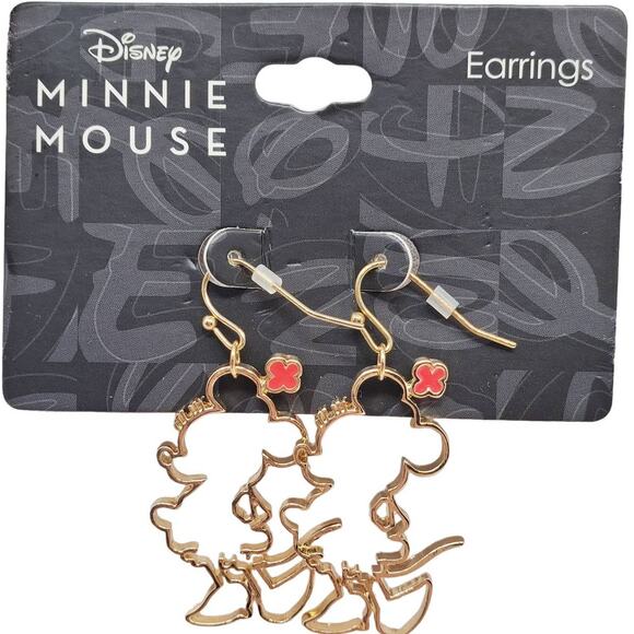 Disney Gold-Toned Minnie Mouse Silhouette Earrings - NIP - Picture 1 of 9
